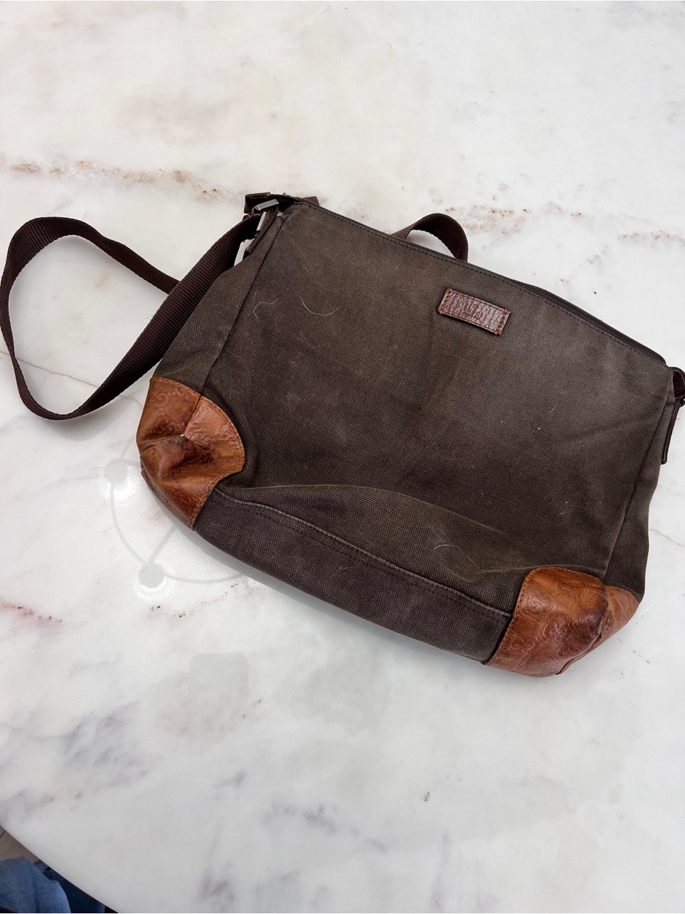 Auth Gucci Guccissima Canvas Leather Shoulder Messenger Bag